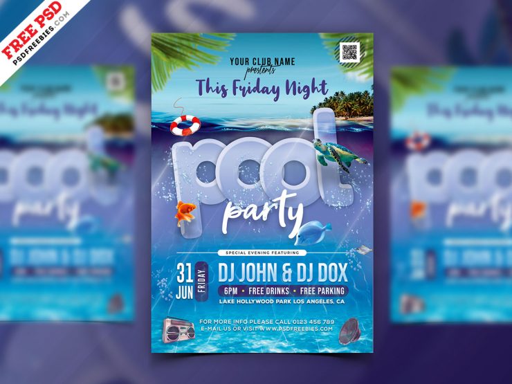 Pool Party Flyer Design Template
