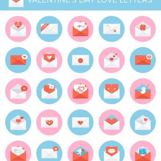 25 Valentine’s Day Envelope Icon Set Free PSD