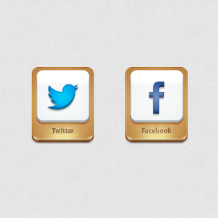 3D Shiny Twitter And Facebook Icons PSD