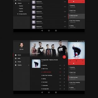 Android Music Application UI Kit Free PSD
