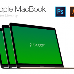 Apple New Macbook Angled Mockup PSD