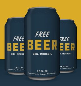 Beer Can Mockup Free PSD