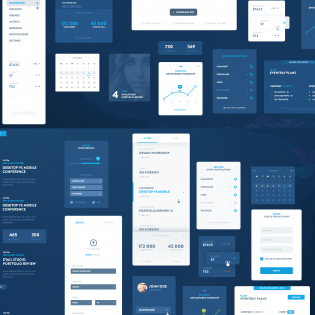 Blue Flat GUI Kit PSD Free Download