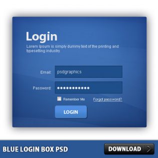 Blue Login Box Free PSD