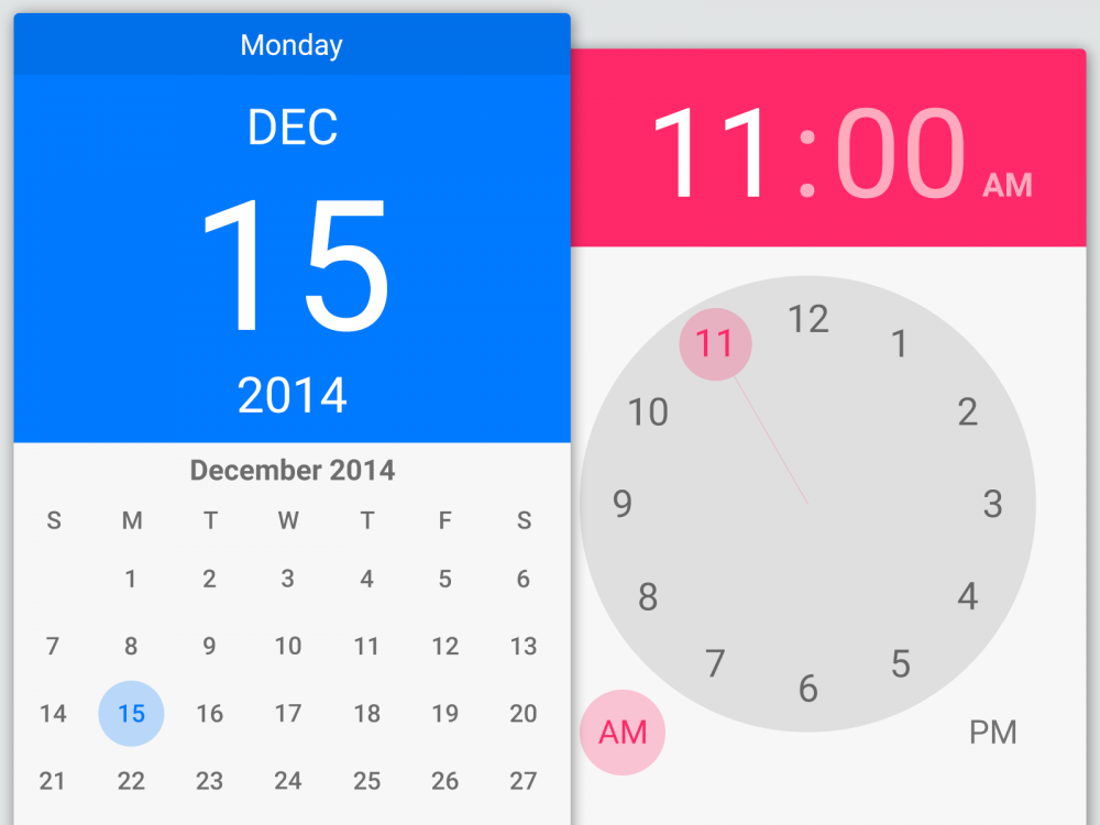 Calendar and Time Android Lollipop Widget PSD – Download PSD