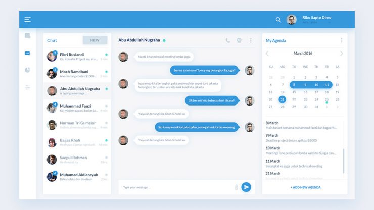 Chat Application Dashboard UI Free PSD