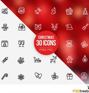 30 Christmas icons set Free PSD