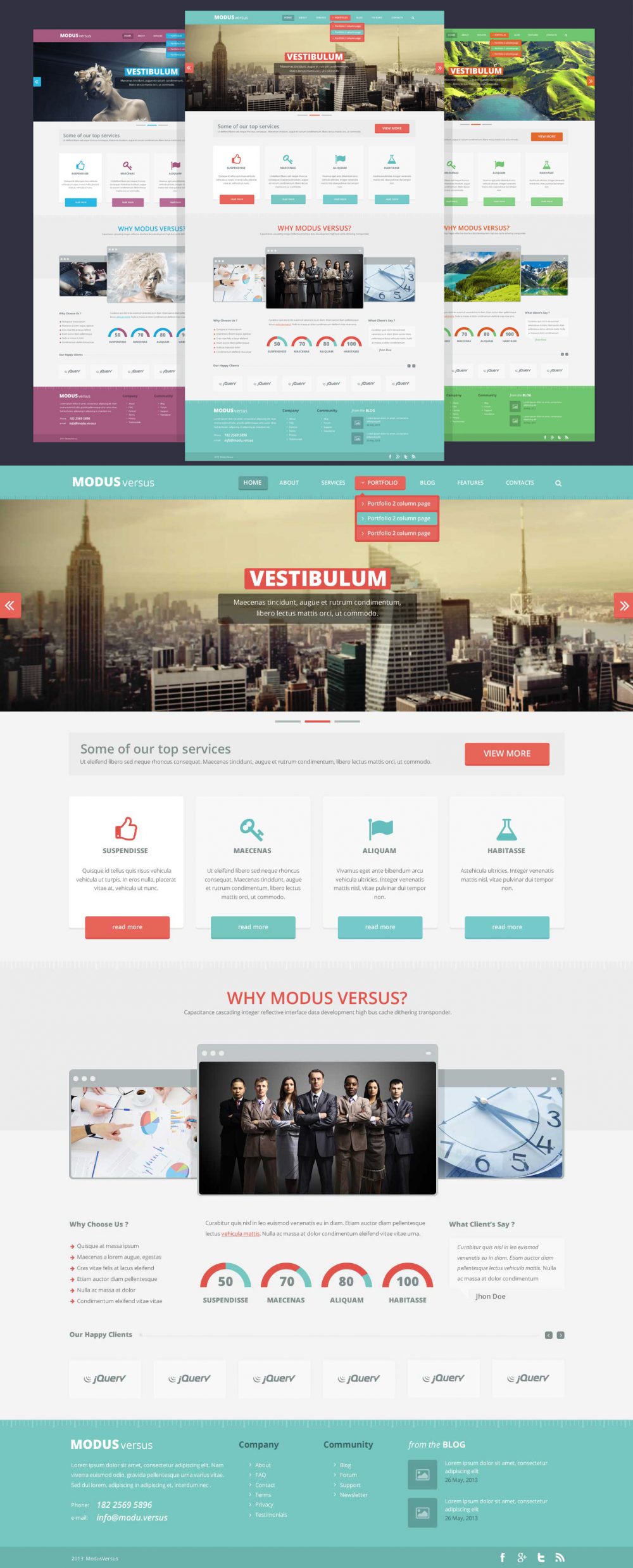 Clean Flat Full Website Free Psd Template – Download Psd