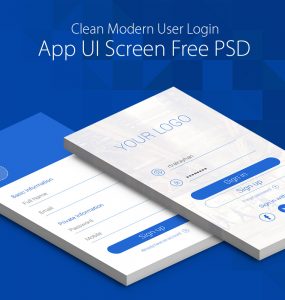 Clean Modern User Login App UI Screen Free PSD