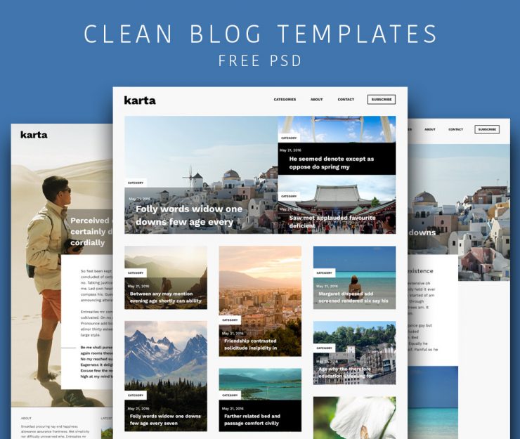 Clean and Simple Blog Templates Free PSD Download PSD
