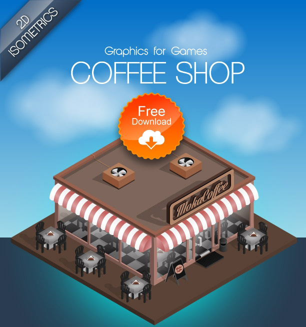 Coffee Shop Game Graphics PSD Freebie