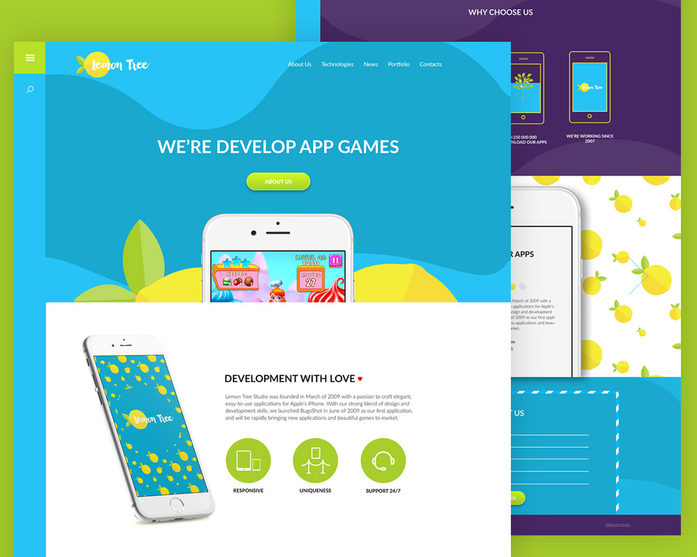 Colorful App website Template Free PSD Download PSD