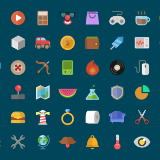 Colorful Flat Icons Free PSD