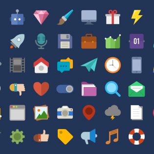 Creative and Colorful Flat Web Icons Pack PSD