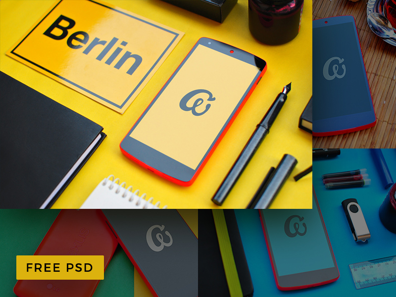 Download Colorful Nexus 5 Mobile Free Mockup PSD Download - Download PSD