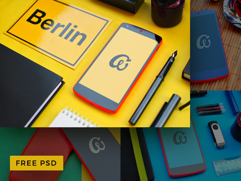 Download Colorful Nexus 5 Mobile Free Mockup PSD Download ...