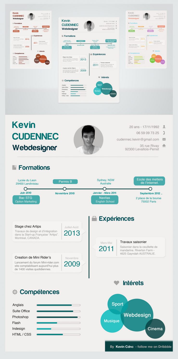 Creative Infographic Style Free Resume PSD for Designers