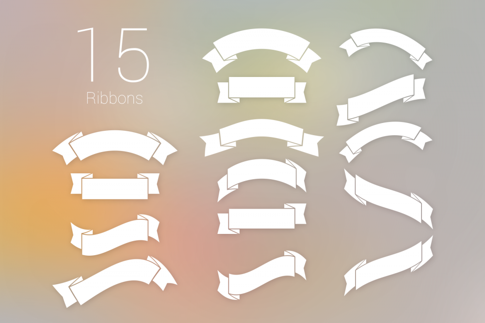 Curled and Folded Vintage Ribbon Banners Set PSD – Download PSD