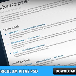 Free Curriculum Vitae - Resume PSD