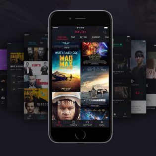 Dark iOS Movie App UI Kit Free PSD