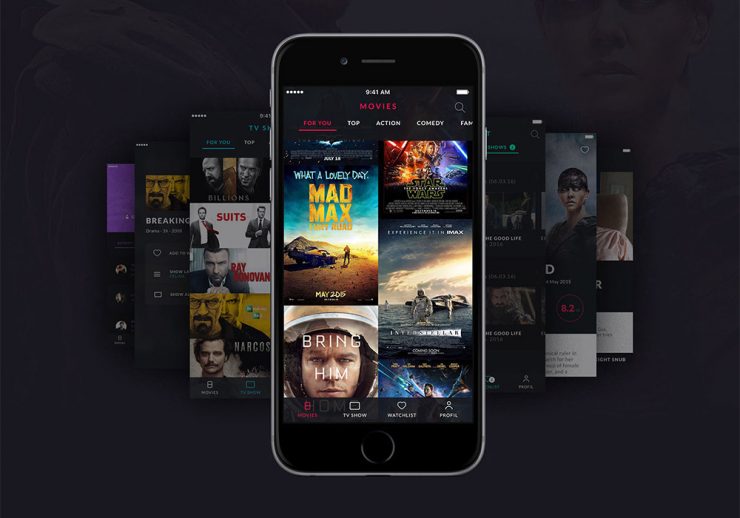 Dark iOS Movie App UI Kit Free PSD