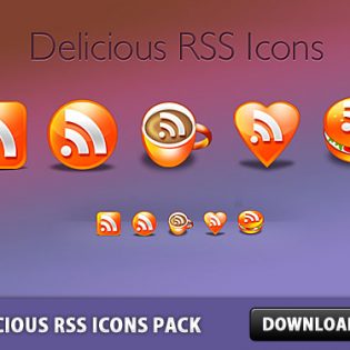 Free Delicious RSS Icons Pack PSD file