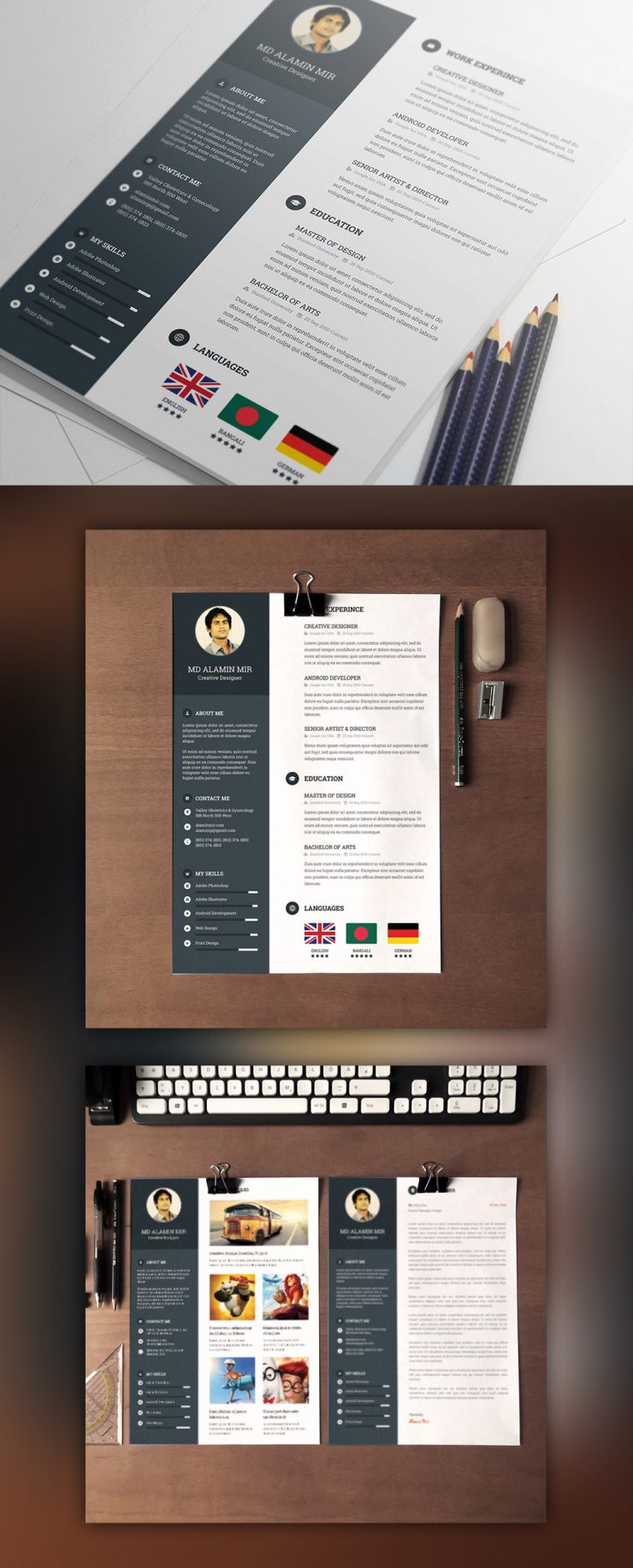 designer resume template with cover letter free psd