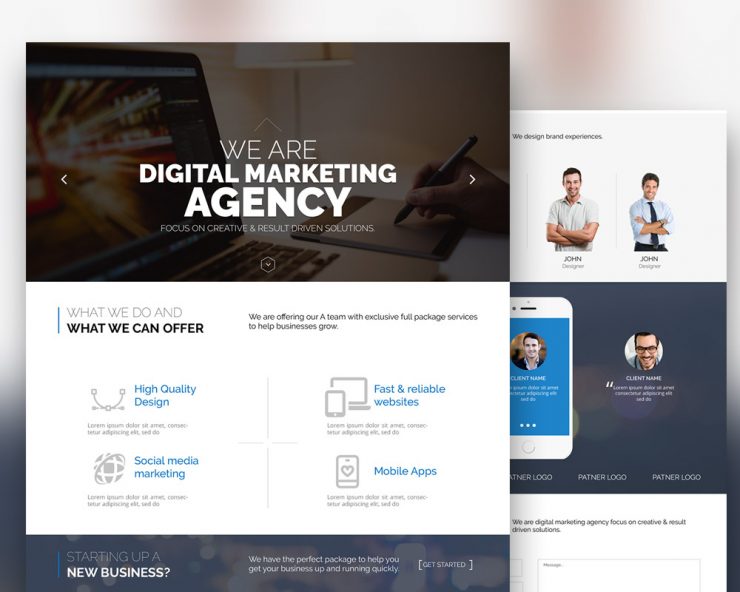 Digital Marketing Agency Website Template Free PSD
