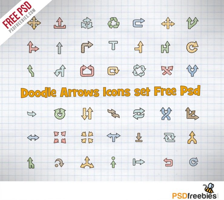Doodle Arrows Icons set Free PSD