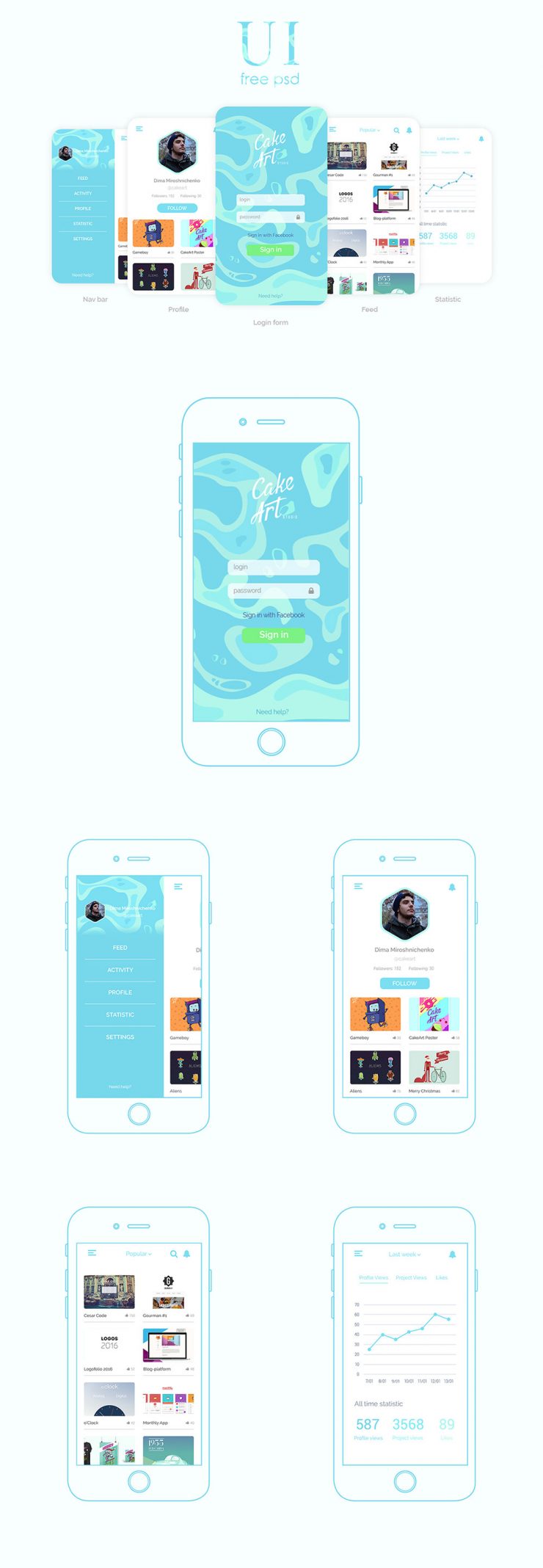 Elegant Social Mobile App Design Templates Free PSD Download PSD