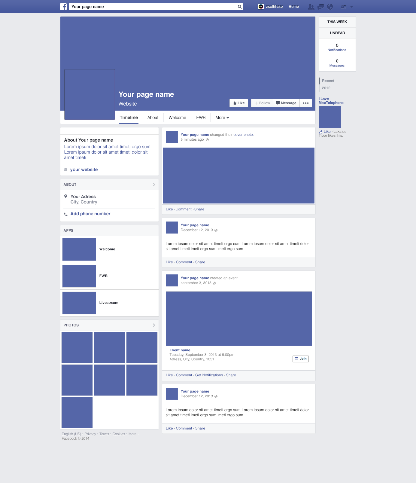 Facebook Info Page Template