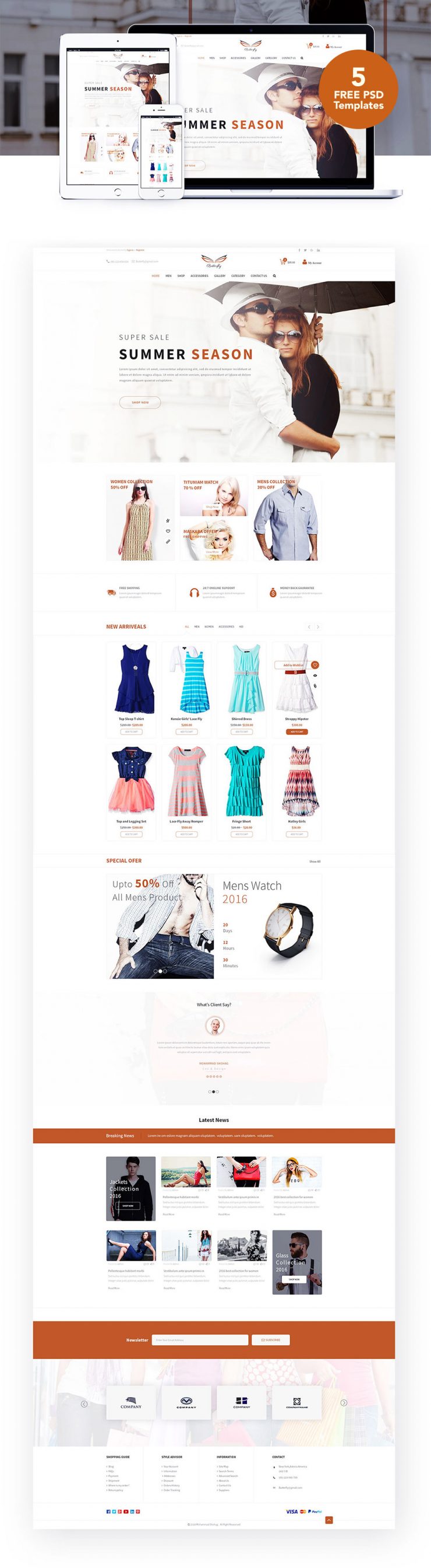 Fashion eCommerce Website Templates Free PSD