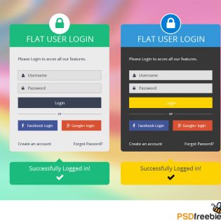 Flat User Login Panel Free PSD Set