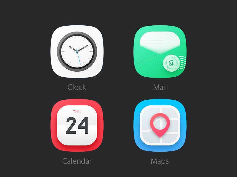 Flat Rounded Mobile App Icons PSD – Download PSD