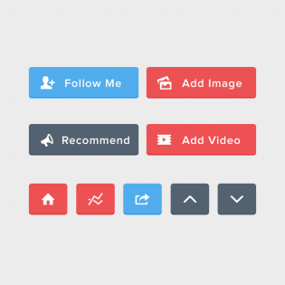 Flat Rounded UI Buttons PSD Set