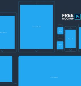 Flat Style Apple Devices Mockups Free PSD