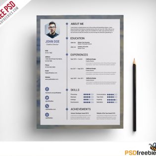 Clean Resume Template Free PSD