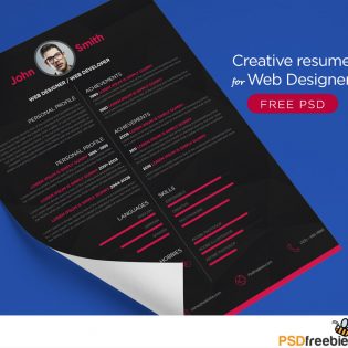 Creative resume Template for Web Designer Free PSD