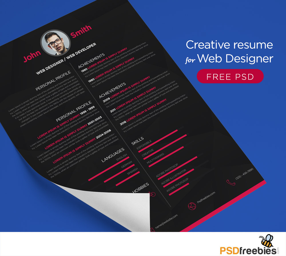 25  best free resume    cv templates psd download