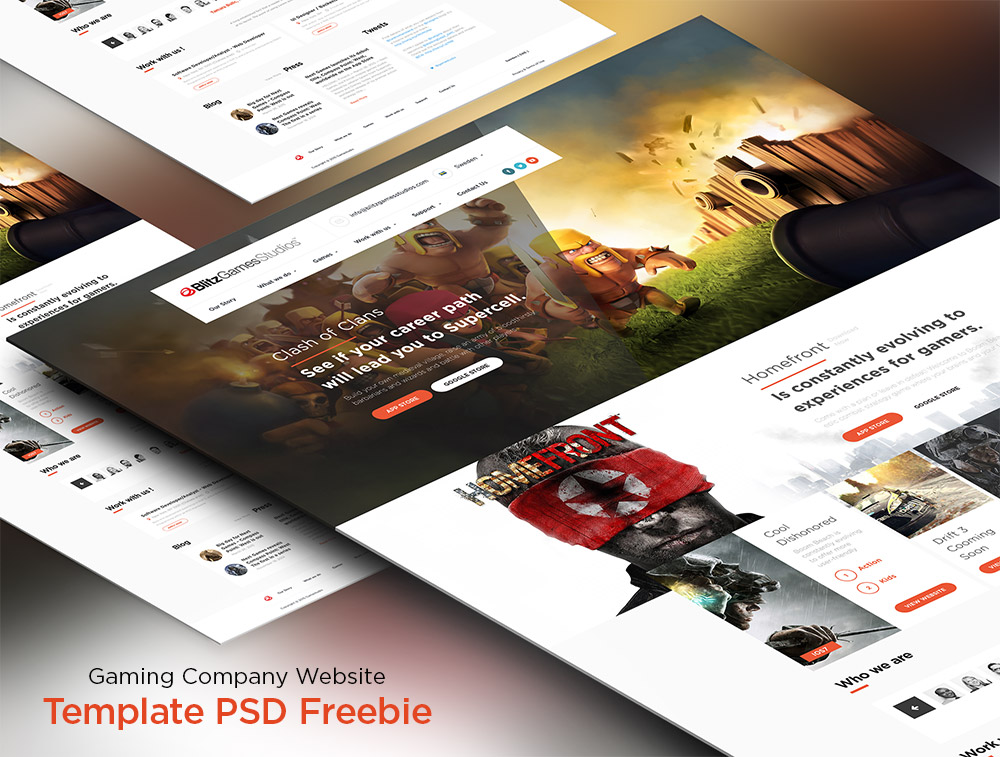 Download Gaming Company Website Template PSD Freebie - Download PSD