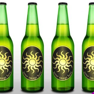Green Beer Bottle Mockup Design PSD Freebie