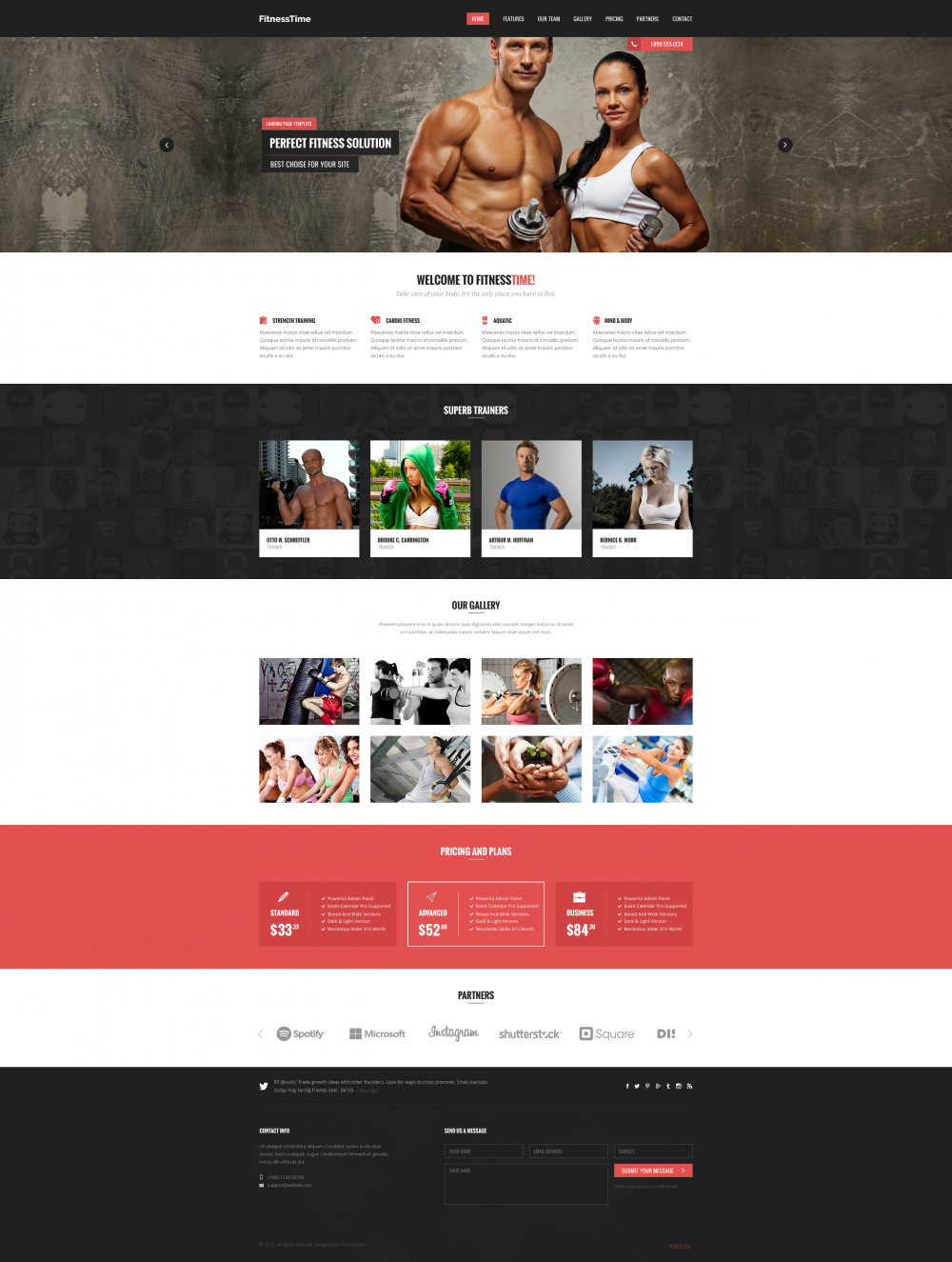 health fitness landing page psd template download