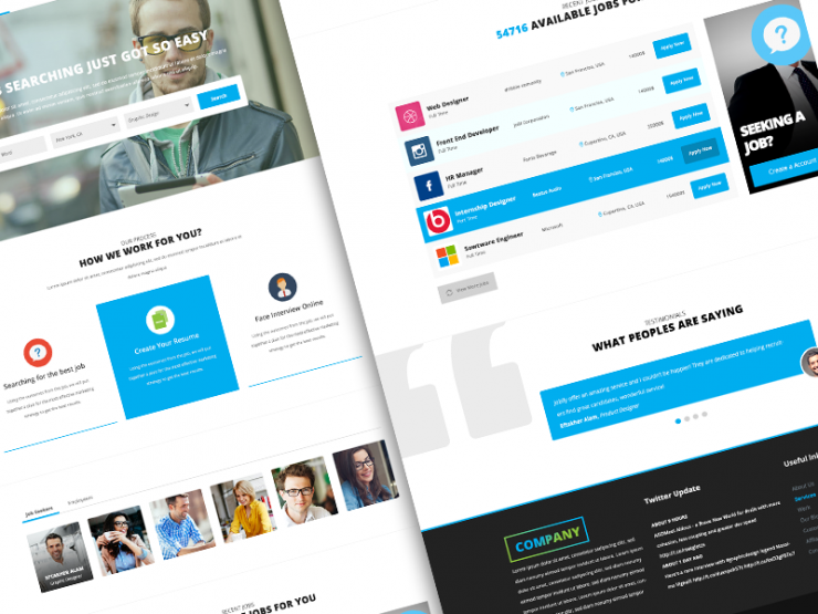 Job Search Listing Website Template PSD