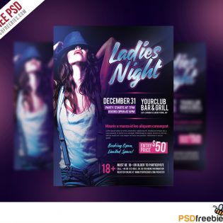 Ladies Night Party Flyer Free PSD Template