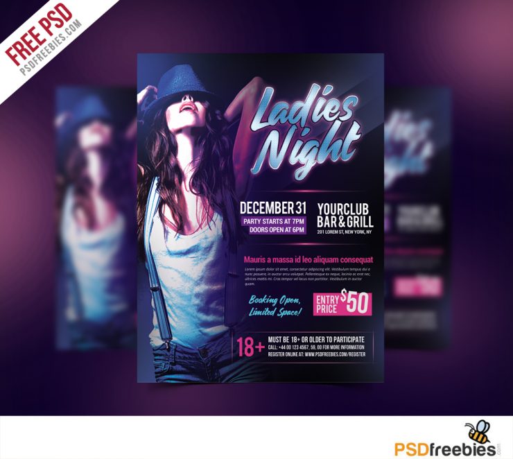 Ladies Night Party Flyer Free PSD Template