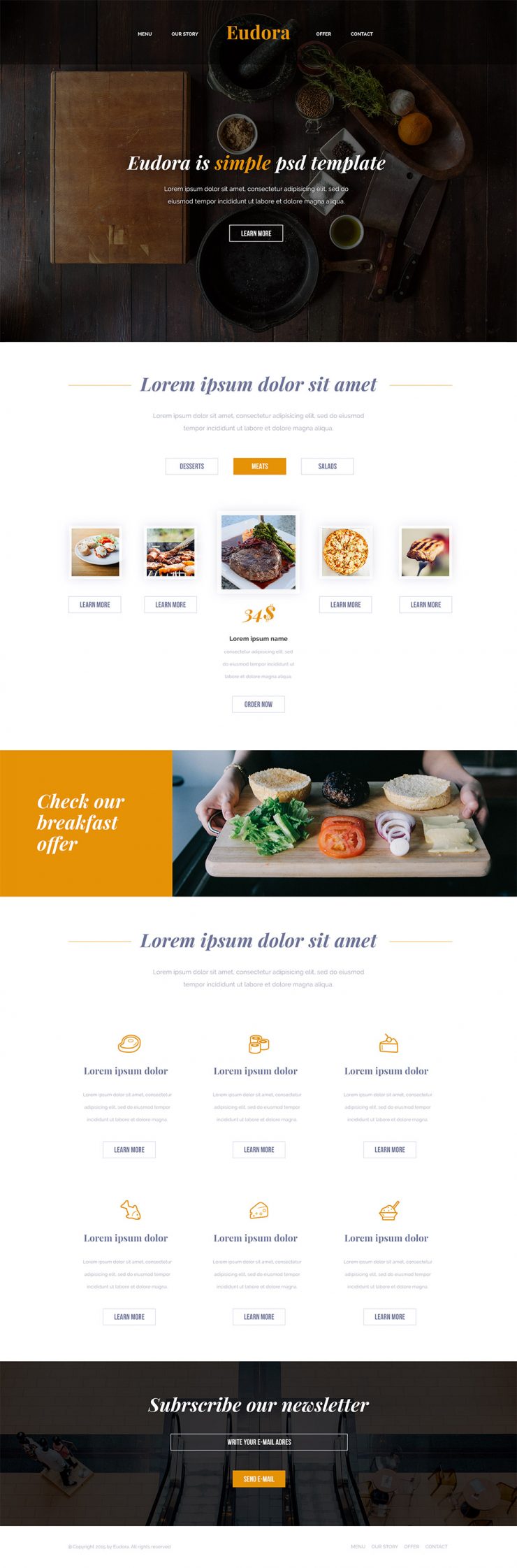 Modern Restaurant Website Free PSD Template