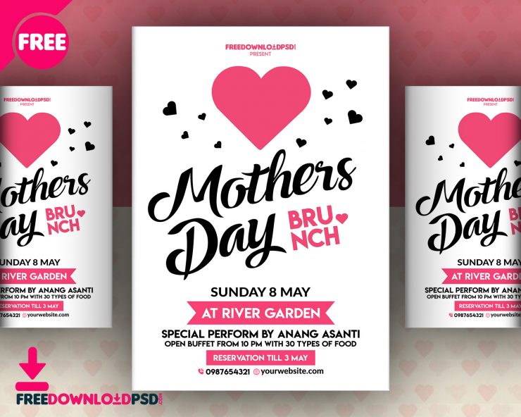 Mothers Day Invitation Flyer Free PSD