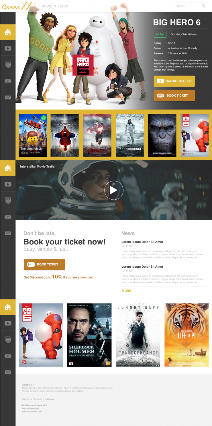 Movie Cinema Website PSD Template Download PSD