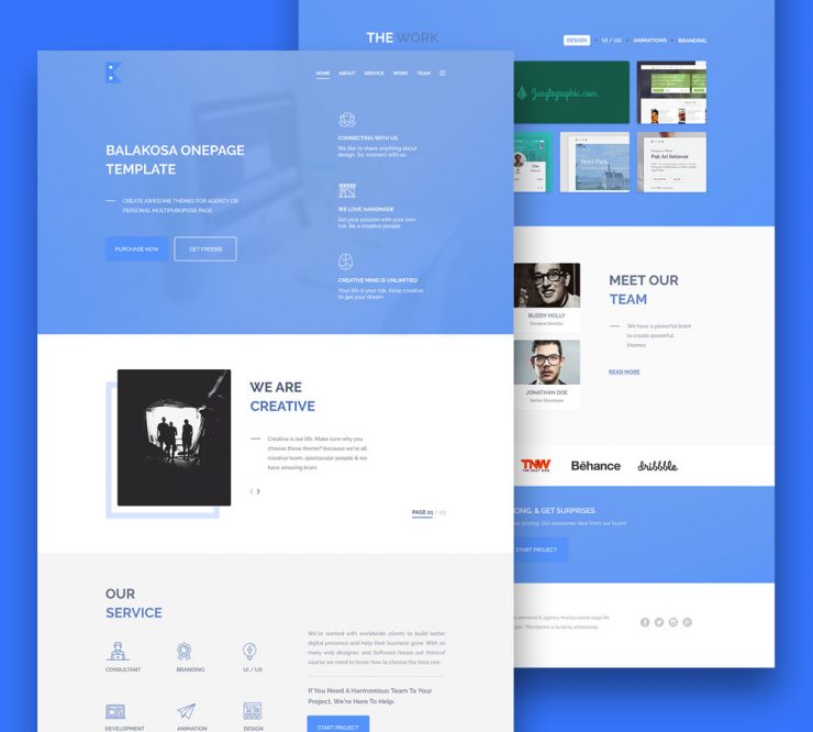 Multipurpose One Page Website Template Free PSD