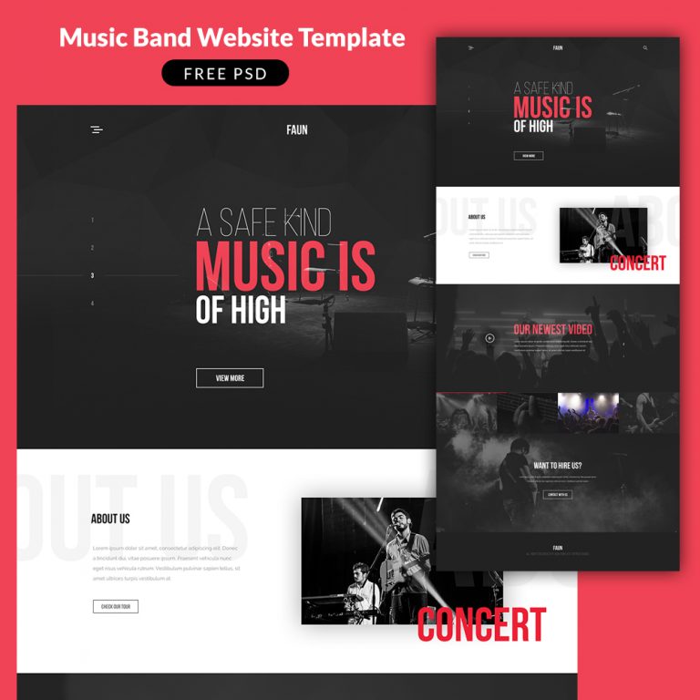 Music Band Website Template Free PSD Download PSD